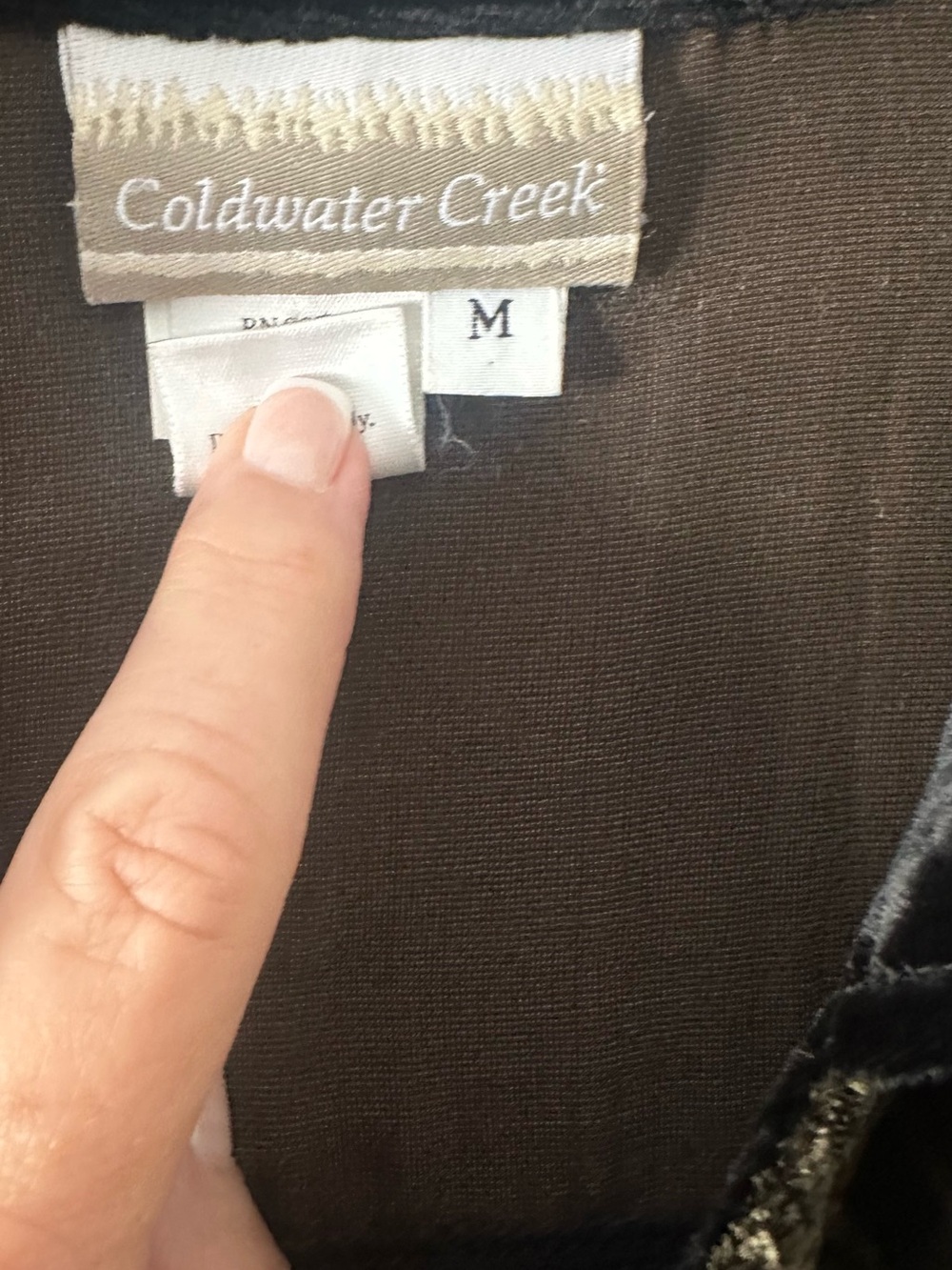 COLDWATER CREEK Velvet Embroidered Patchwork Button-Front Top - Black & Gold - Picture 3 of 9
